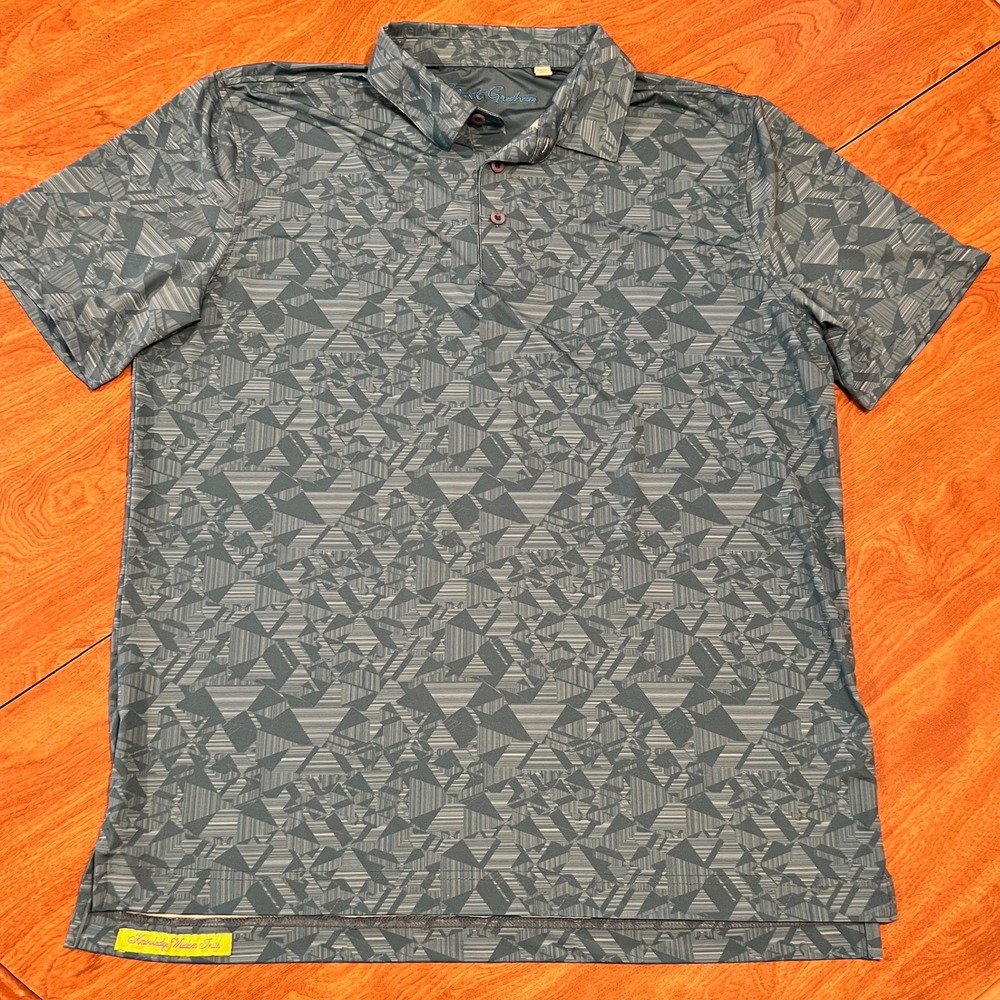 Robert Graham Mens Geometric Print Short Sleeve Polo Shirt Golf Skull Size L